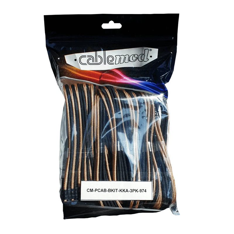 CableMod PRO ModFlex Cable Extension Kit - 974 Edition - BLACK / GOLD - كابل